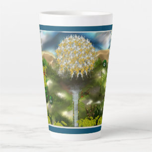 Taza De Café Latte Sueño surrealista de ojos con candeliones