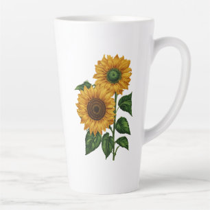 Taza De Café Latte Sueños de girasol: Gran Latte Mug (17 oz)