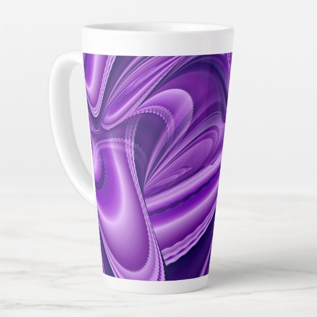 Taza De Café Latte Sueños del arcoiris de flores moradas (Ángulo izquierdo)
