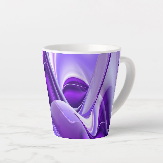 Taza De Café Latte Sueños del arcoiris de flores moradas (Ángulo derecho)