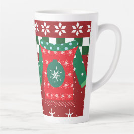 Taza De Café Latte Suéter feo patrón copo de nieve rojo verde