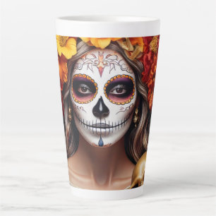 Taza De Café Latte Sugar Skull Lady Latte Mug