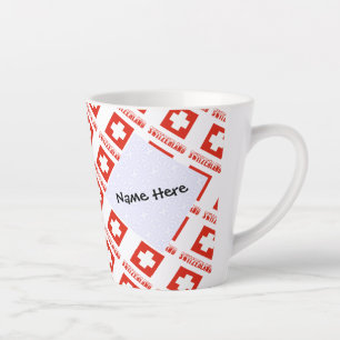 Taza De Café Latte Suiza Bandera Suiza Personalizada con Mosaico 