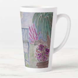 Taza De Café Latte Summer Garden Bench Latte Mug