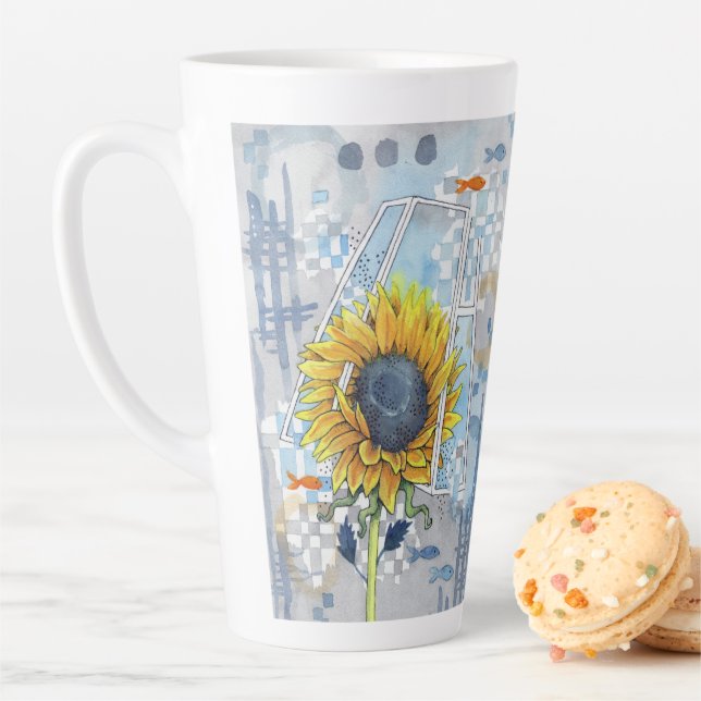 Taza De Café Latte Sunflower and Dreams Large Latte Mug (In situ)