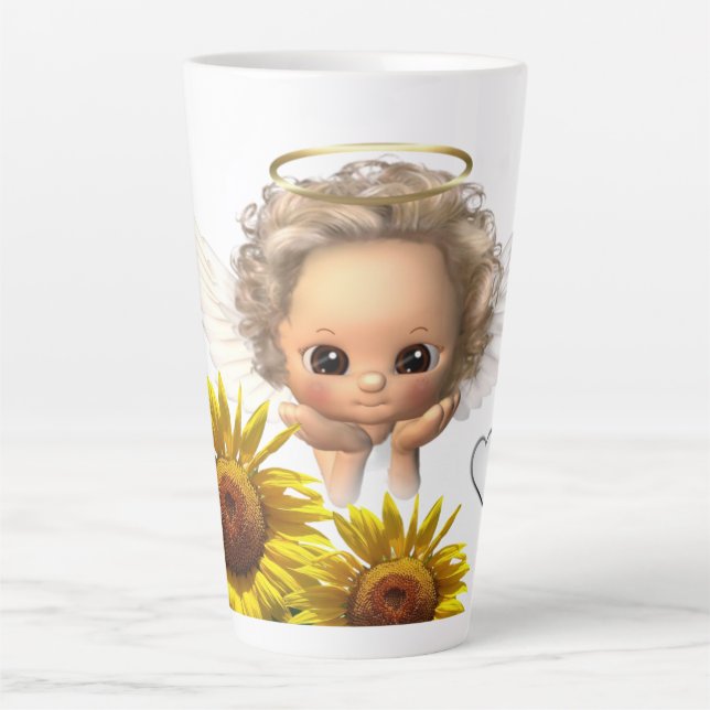 Taza De Café Latte Sunflower Angel Latte Mug (Anverso)