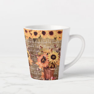 Taza De Café Latte Sunflower Blessings Gratitude Acción de Gracias