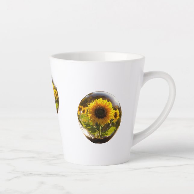 Taza De Café Latte Sunflower Bliss Latte Mug - 12 oz (Derecha)