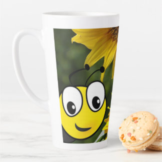 Taza De Café Latte Sunflower Bumblebee Latte Mug