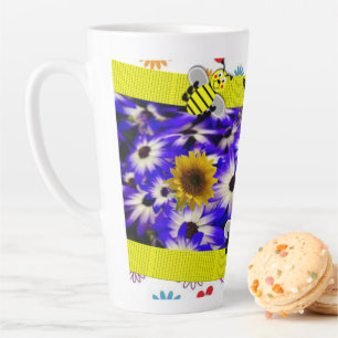 Taza De Café Latte Sunflower Bumblebee Latte Mug