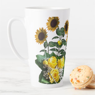 Taza De Café Latte Sunflower Bumblebee Latte Mug