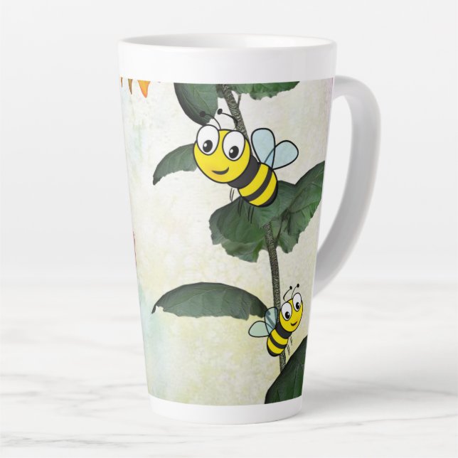 Taza De Café Latte Sunflower Bumblebee Latte Mug (Ángulo derecho)