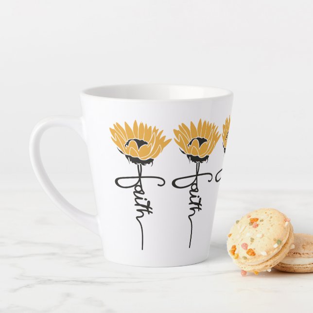 Taza De Café Latte Sunflower Faith Mug (In situ)