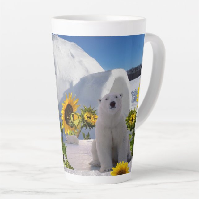 Taza De Café Latte Sunflower Polar Bear Latte Mug (Ángulo derecho)