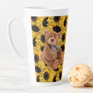 Taza De Café Latte Sunflower Teddy Bear Latte Mug