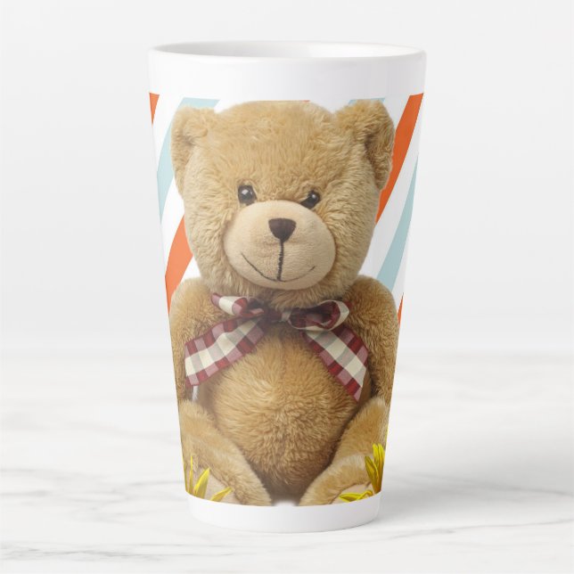 Taza De Café Latte Sunflower Teddy Bear Latte Mug (Anverso)