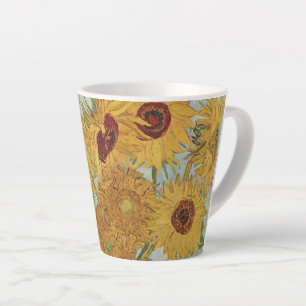 Taza De Café Latte Sunflowers(en azul)-Vincent van Gogh Small