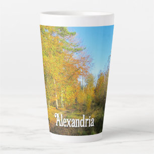 Taza De Café Latte Sunny Autumn Forest - Large Personalized