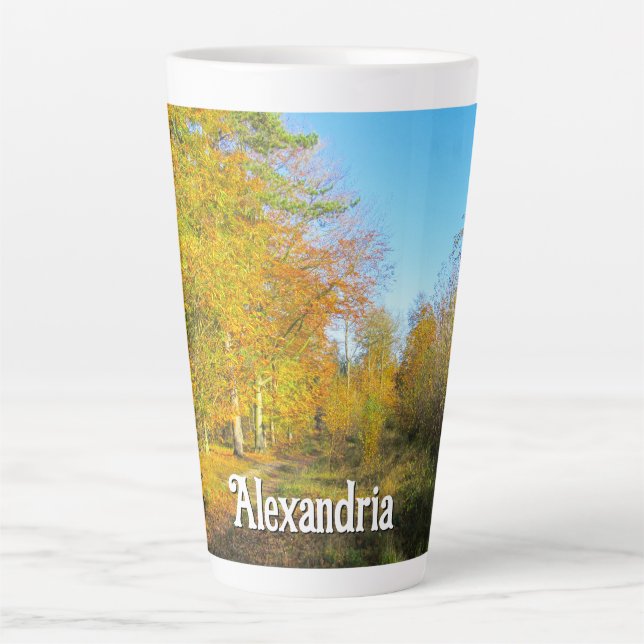 Taza De Café Latte Sunny Autumn Forest - Large Personalized (Anverso)