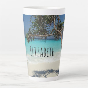 Taza De Café Latte Sunny Tropical Beach Ocean Paradise