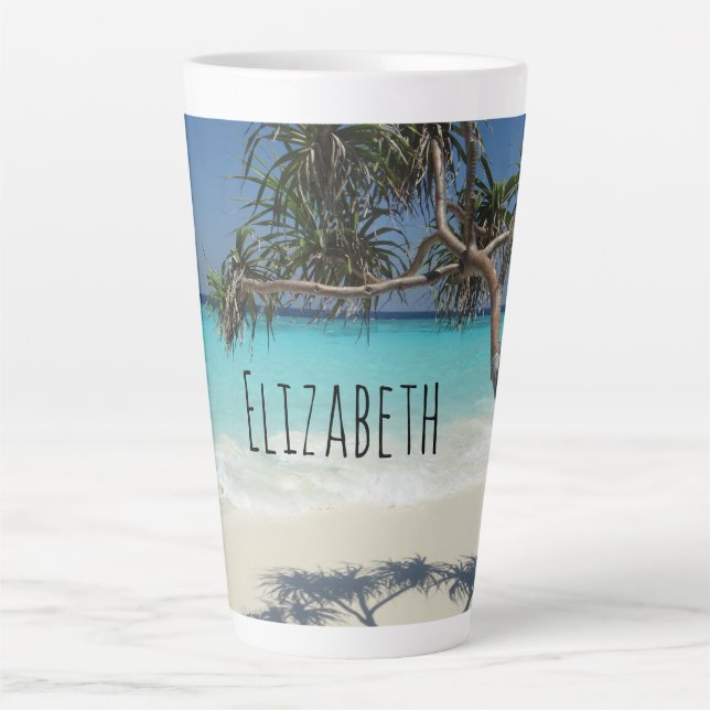 Taza De Café Latte Sunny Tropical Beach Ocean Paradise (Anverso)