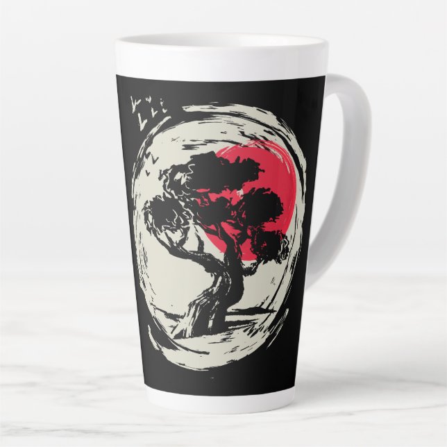 Taza De Café Latte Sunset japonés de arte Bonsai (Ángulo derecho)