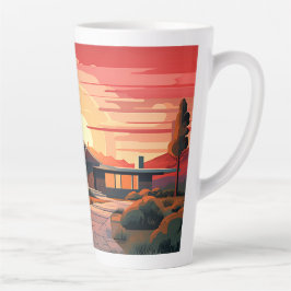 Taza De Café Latte Sunset moderno de mediados del siglo