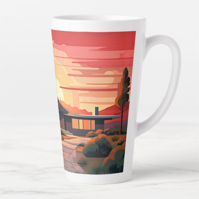 Taza De Café Latte Sunset moderno de mediados del siglo (Derecha)