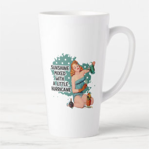 Taza De Café Latte Sunshine mezclado con el huracán Retro Housewife