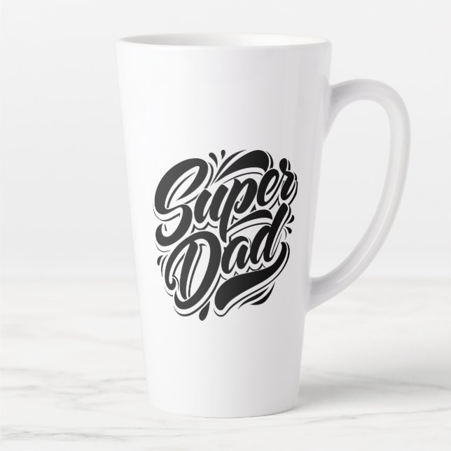 Taza De Café Latte Super Dad Hero Typography Design-67888 (Derecha)