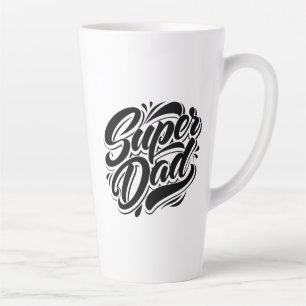 Taza De Café Latte Super Papá Héroe Diseño de Tipografía-67888