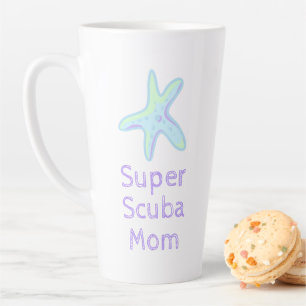Taza De Café Latte Super Scuba Mom Starfish Latte Mug