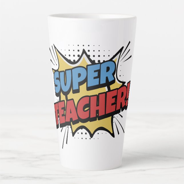 Taza De Café Latte Super Teacher Comic Style (Anverso)
