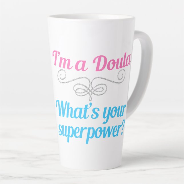 Taza De Café Latte Superhéroe de Cute Doula (Ángulo derecho)
