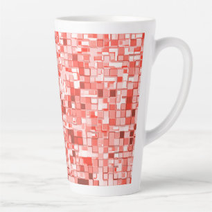 Taza De Café Latte Superposición de cuadrados pequeños, tonos de cora