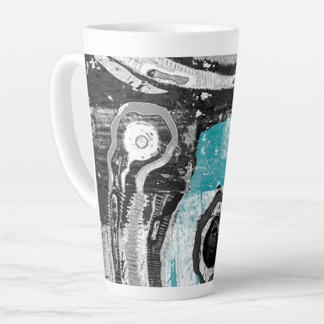 Taza De Café Latte Surface Current – Abstract Flow & Structure Combo  (Ángulo izquierdo)