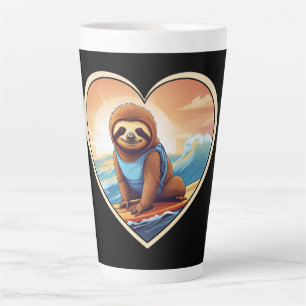 Taza De Café Latte Surfing Sloth