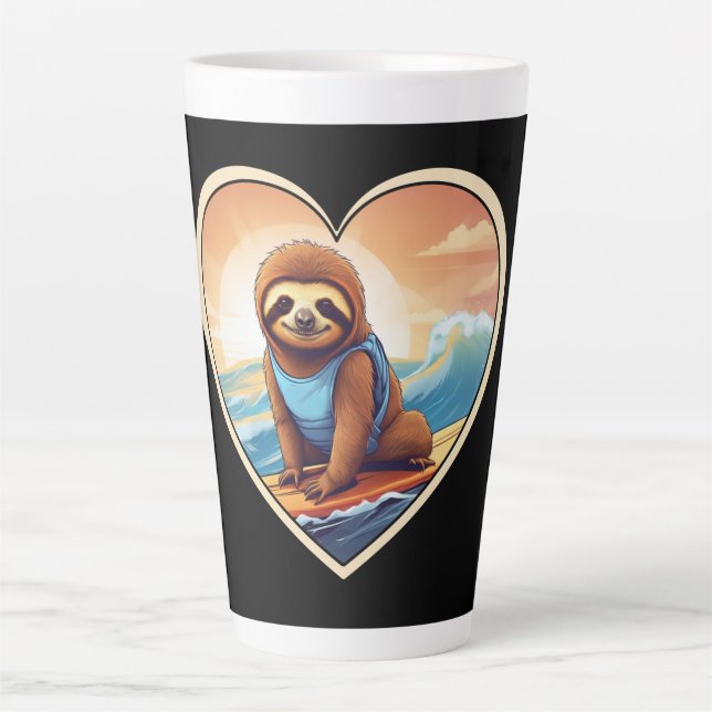 Taza De Café Latte Surfing Sloth (Anverso)