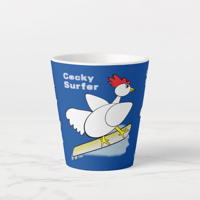 Taza De Café Latte Surfista de Cocky (Anverso)
