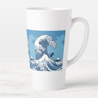 Taza De Café Latte Surf's Up, Kanagawa – The Great Wave Cat Surfer