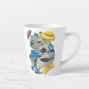 Taza De Café Latte Surreal Faces Bold & Artistic LatCup
