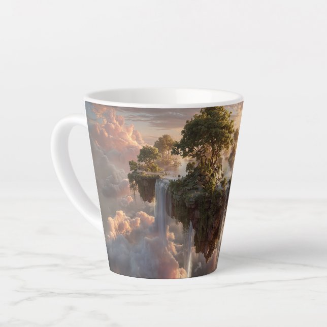 Taza De Café Latte Surreal Floating Islands With Waterfalls (Ángulo izquierdo)