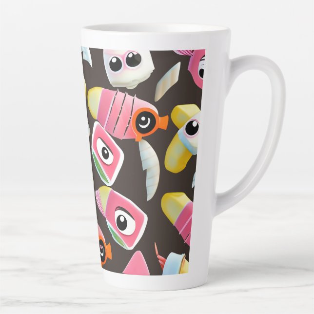Taza De Café Latte Sushi divertido (Derecha)