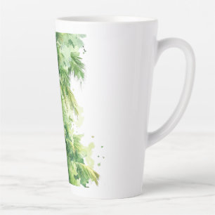 Taza De Café Latte Susurros de la palmera Dosel Esmeralda Tropical Re