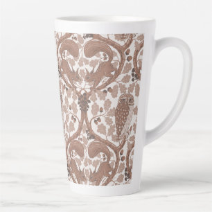 Taza De Café Latte Susurros del bosque/Lechuzas y ardillas en el robl