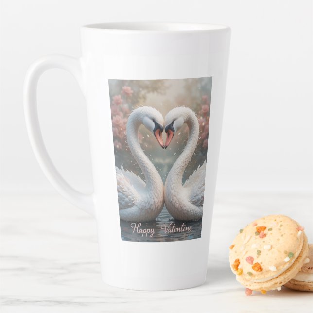 Taza De Café Latte Swan Love Valentine Elegant Romantic Bird  (In situ)