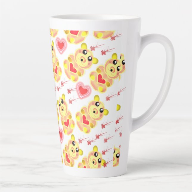 Taza De Café Latte Sweet Heart Bear Nursery Pattern (Derecha)