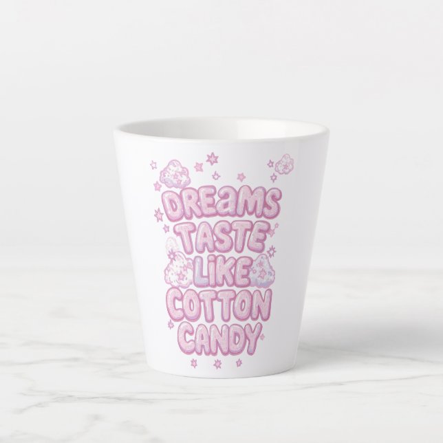 Taza De Café Latte Sweet Pink Aesthetic Puffy Font (Anverso)