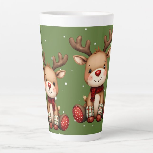 Taza De Café Latte Sweet Reindeer Pair in Holiday Snowfall (Anverso)