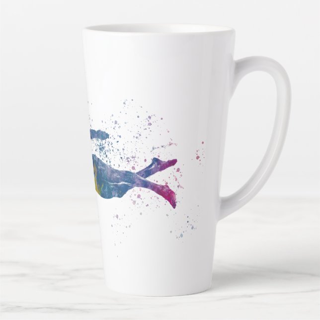 Taza De Café Latte swimmer in watercolor (Derecha)